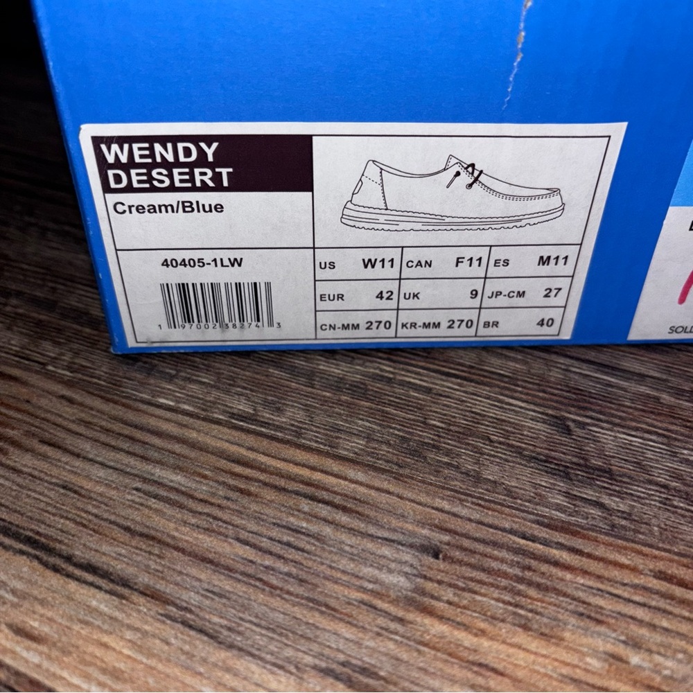 Women's Hey Dudes Wendy Desert In Blue Cream US Size 11 New Western Cactus - Picture 2 of 7